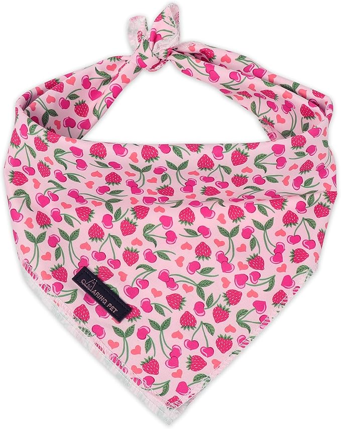 ARING PET Girl Dog Bandanas, Cute Summer Strawbery Cherry Pet Bandana Scarf by ARINGPET