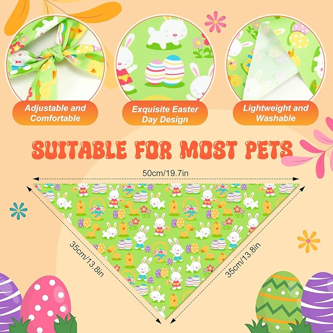 Preboun 50 Pcs Spring Dog Bandanas Bulk Bunny Dog Bandanas - Image 3