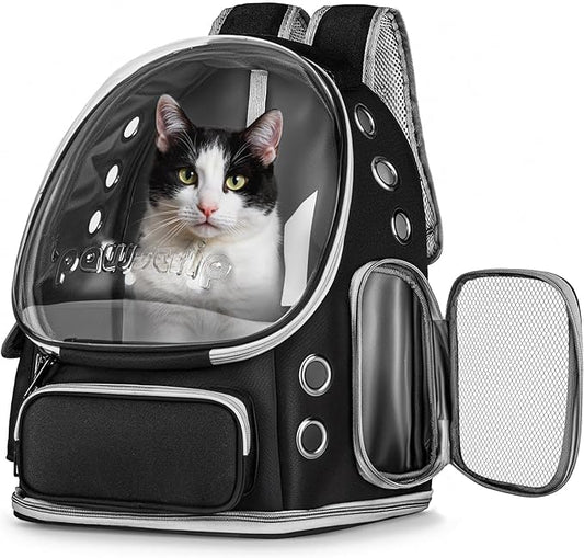 Cat Backpack Carrier with Large Space Bubble Window, Airline Approved by pawstrip