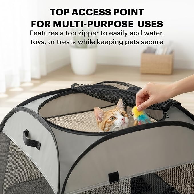 LAFYETTE. - US Based, Portable Cat Playpen, Trapezoidal Stable Design, Foldable - Image 4