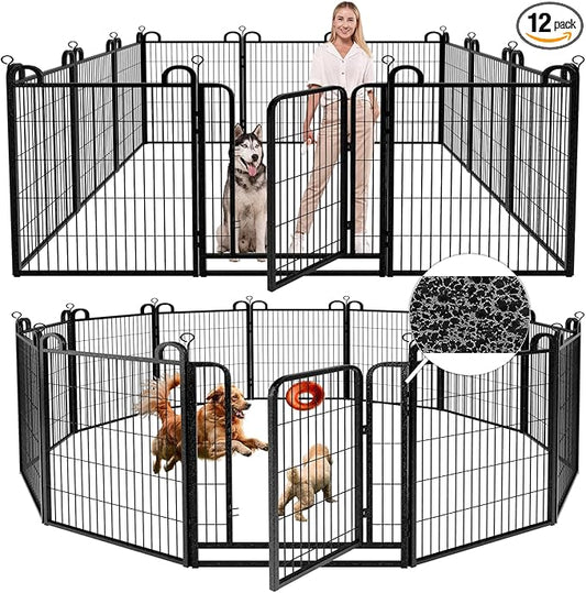 Dog Playpen Outdoor 12 Piece Panels Heavy Duty Dog Fence 40" Height Anti-Rust by Committedtobetterpetlife