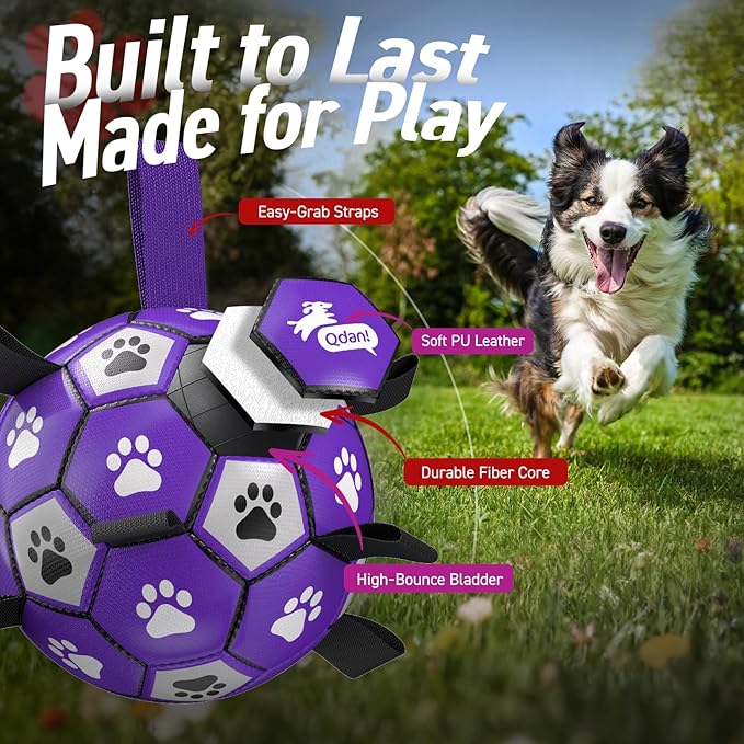 QDAN Dog Toys Soccer Ball with Straps - Image 6