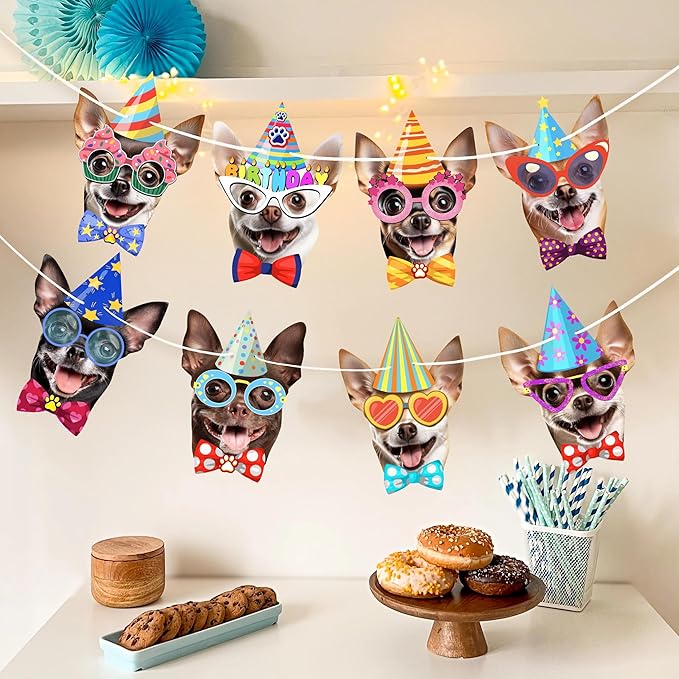 Chihuahua Birthday Garland — Photographic Chihuahua Faces Birthday Banner - Image 4