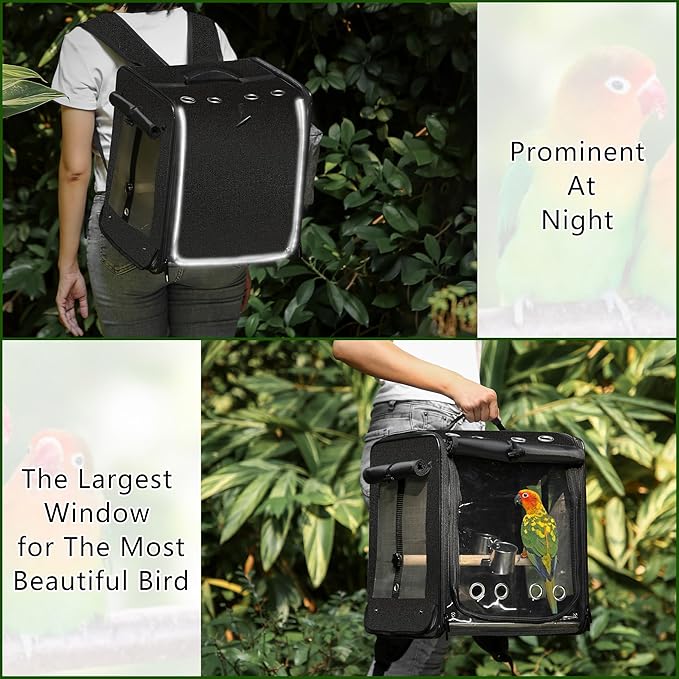 Bird Carrier with Seat Belt for Car Travel, Bird Backpack Carrier with - Image 5