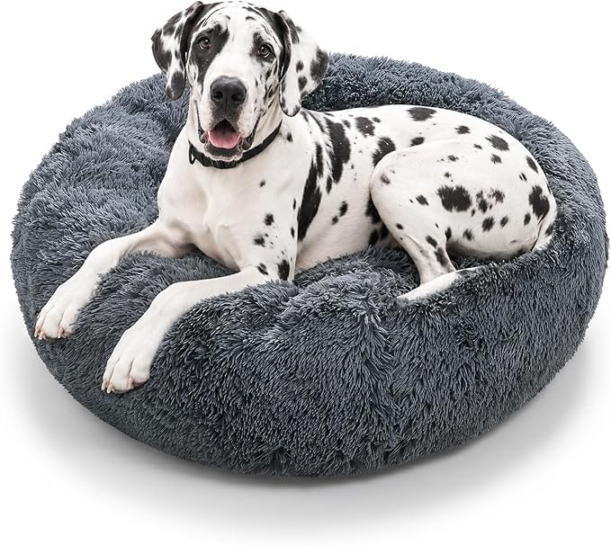 JOLLYVOGUE Dog Beds Large Sized Dog, Calming Anti-Anxiety Dog Bed, Fluffy Donut by JOLLYVOGUE