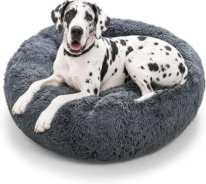 JOLLYVOGUE Dog Beds Large Sized Dog, Calming Anti-Anxiety Dog Bed, Fluffy Donut by JOLLYVOGUE