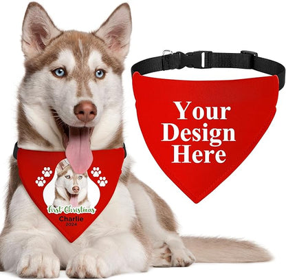 Personalized Dog Bandanas with Buckle Name Photo Logo Custom Neckwear Dog Scarf - Image 2