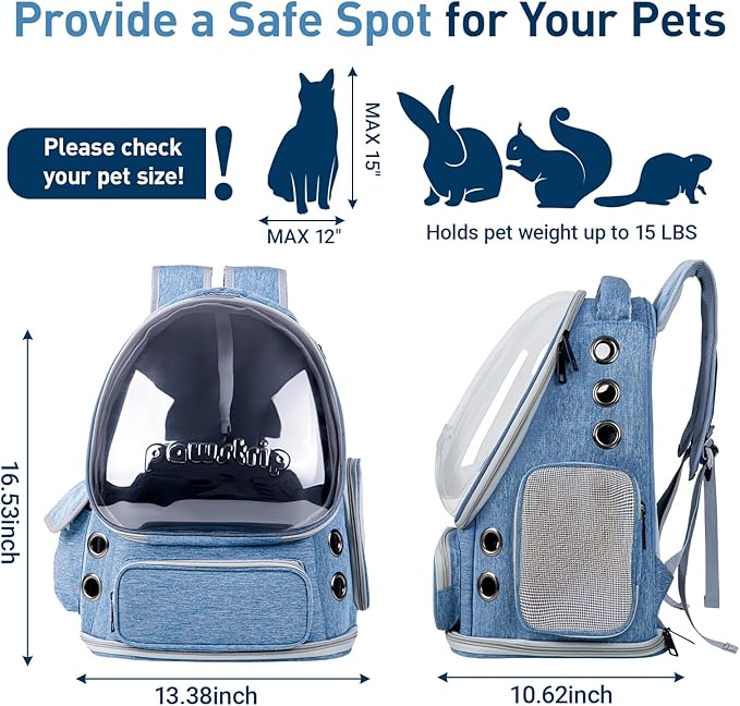 Cat Backpack Carrier with Large Space Bubble Window, Airline Approved - Image 2