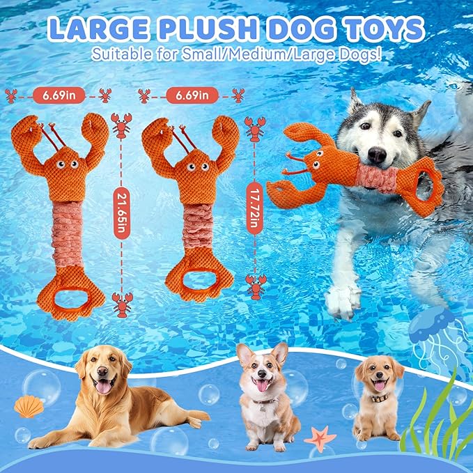 YZHDUXIU Tug of War Dog Toy, Squeaky Dog Toys Interactive Lobster Puppy Toys - Image 2