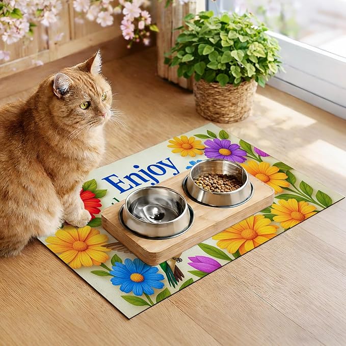 HOMETITUTE Cat Food Mat 20" x 12", Non Slip Dog Cat Food Mat - Image 5