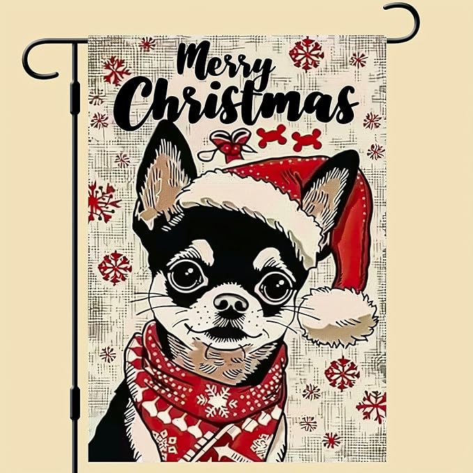 BlissYard Merry Christmas Dog Garden Flag 12x18 Inch Double Sided Holiday Dog - Image 2