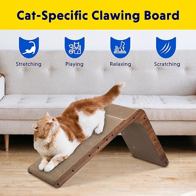 Cat Scratcher with Cat Toys Ball Track, Build-in Ball, L-Shaped Scratcher - Image 6