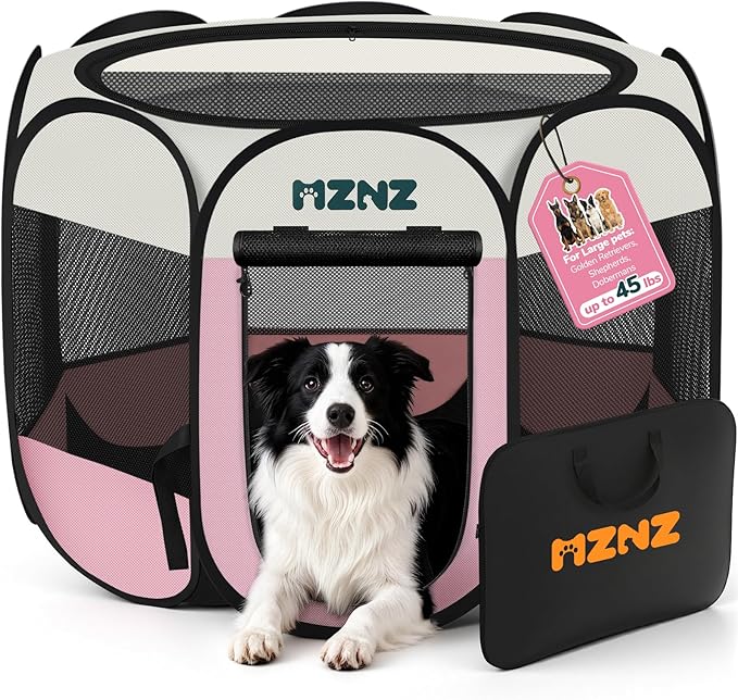 Dog Playpen, Portable Puppy Pet Crate Indoors by MZNZ