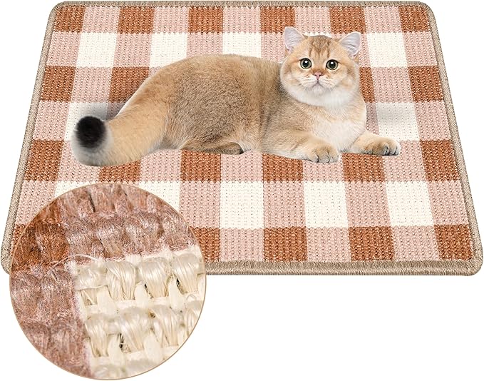Cat Scratcher Mat, Natural Sisal Cat Scratch Pad, 23.6x15.7 Inch Horizontal Cat by LESISSMER