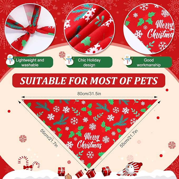 Preboun 50 Pcs Christmas Dog Bandanas Bulk Red and Green Bandanas - Image 3