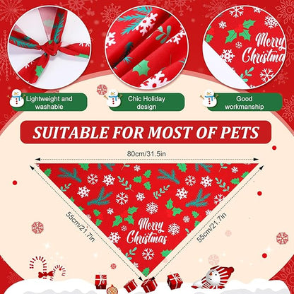 Preboun 50 Pcs Christmas Dog Bandanas Bulk Red and Green Bandanas - Image 3