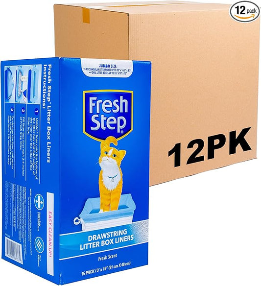 Fresh Step Jumbo Drawstring Cat Litter Box Liners Scented Heavy Duty Kitty by FreshStep