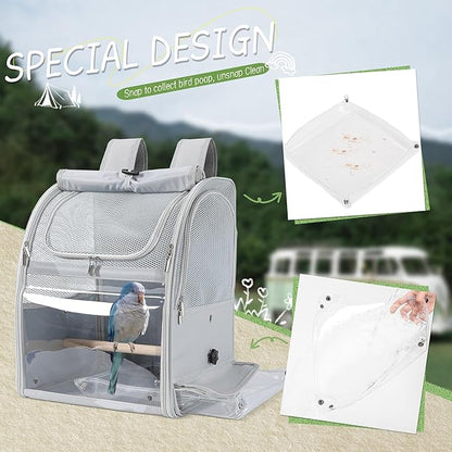 Sanmoncare Bird Backpack Carrier, Water Repellent Fabric Cockatiel Travel Bag - Image 5