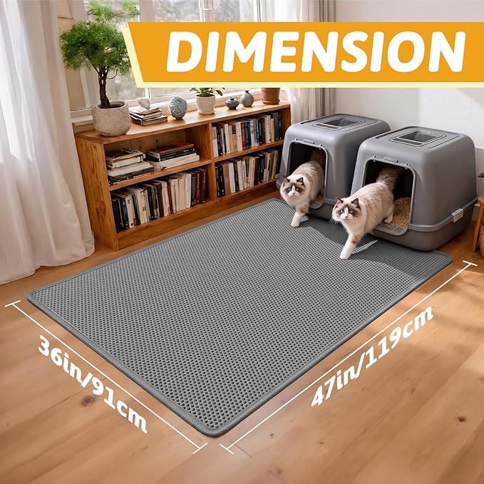 Pieviev Cat Litter Mat Double Layer Waterproof Urine Proof Trapping Mat 1 Pack) - Image 2