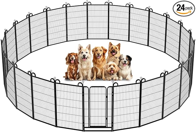 Kfvigoho Dog Playpen Outdoor 24 Piece Panels Heavy Duty Dog Fence 47" Height by Committedtobetterpetlife