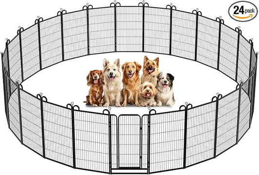 Kfvigoho Dog Playpen Outdoor 24 Piece Panels Heavy Duty Dog Fence 47" Height by Committedtobetterpetlife
