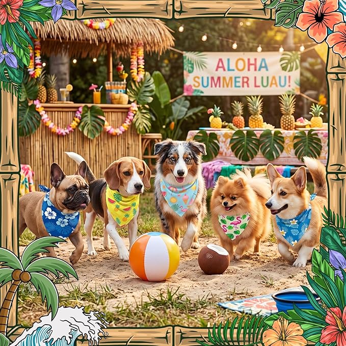 50 Pcs Summer Theme Dog Bandanas Bulk Tropical Bandanas - Image 6