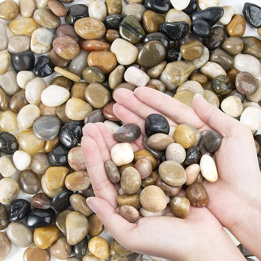 Pebbles Polished Gravel, Natural Polished Mixed Color Stones, 0.5-1.2inch Small by OUPENG