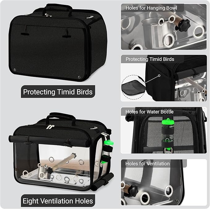 Sanmoncare Airline Approved Bird Carrier, Indestructible Stainless Steel Mesh - Image 4