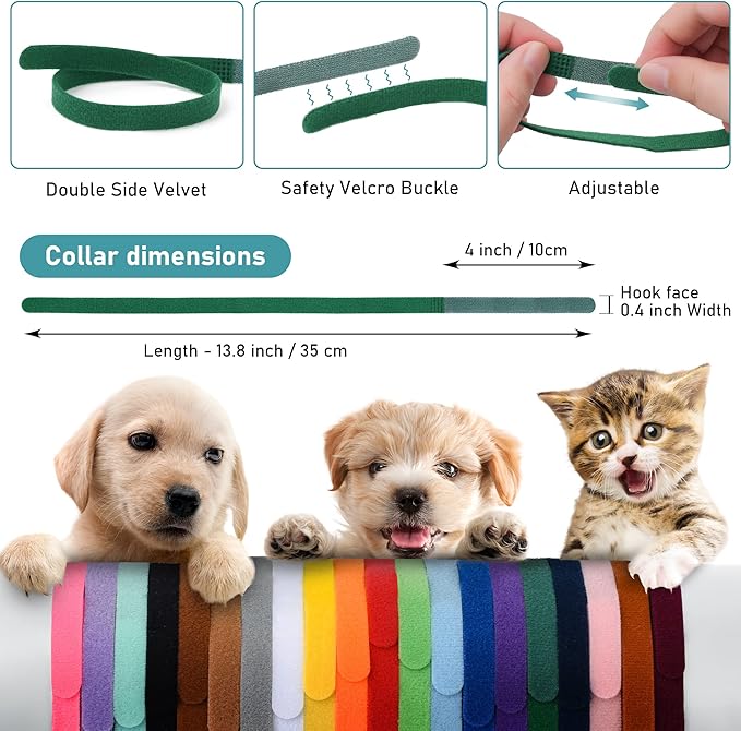 GAMUDA 20 Newborn Puppy Collars – Super Soft Double Velvet Whelping Puppy - Image 5