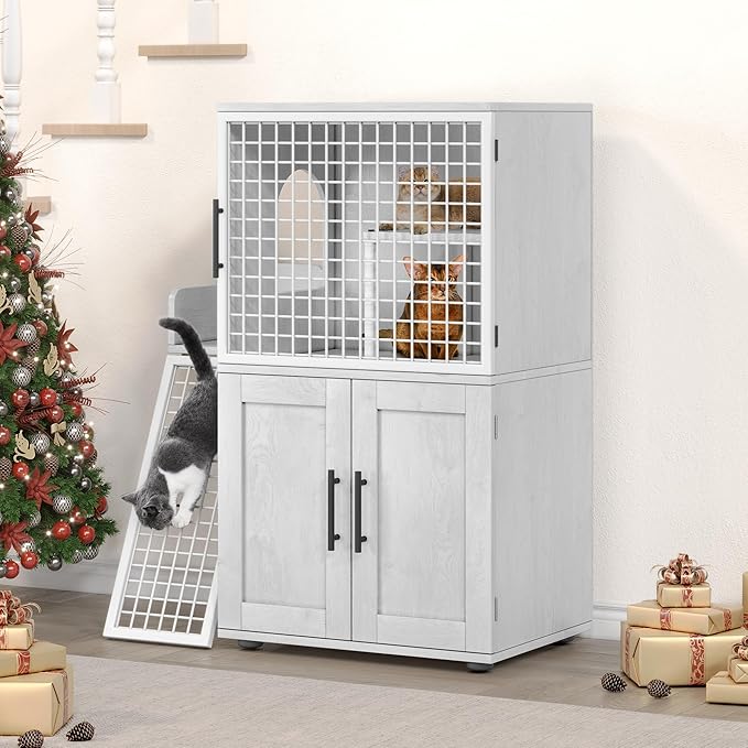 Garvee Dog Proof Cat Feeding Station, Cat Litter Box Enclosure Furniture - Image 8