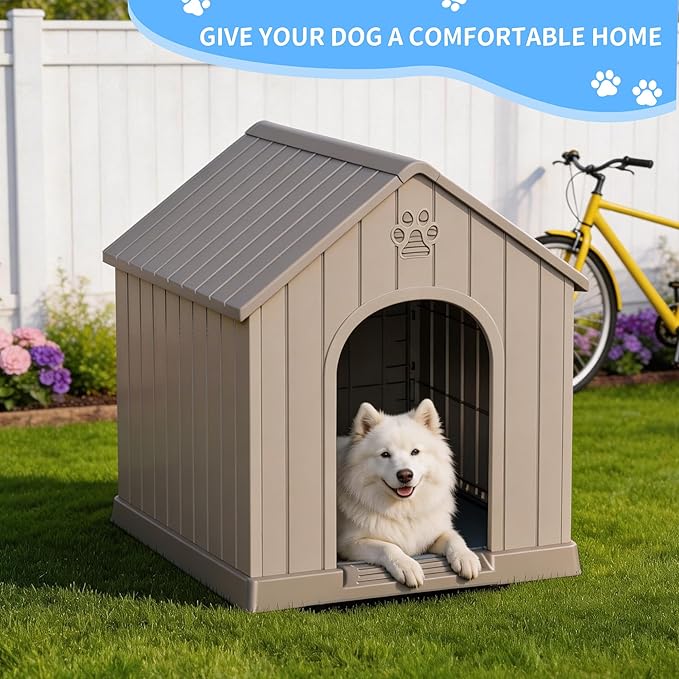 VIXZEN Outdoor Dog House, Resin Material, Large Outdoor Dog House - Image 2
