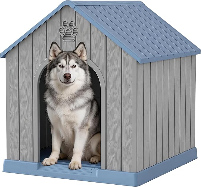 Large Dog House Outdoor Indoor for Medium Large Dogs, Durable Plastic by Warmnestforpets