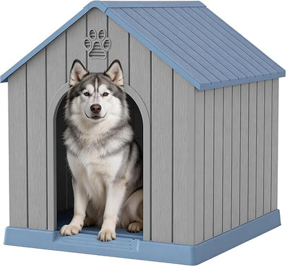 Large Dog House Outdoor Indoor for Medium Large Dogs, Durable Plastic by Warmnestforpets