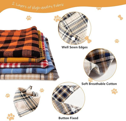 Red Green White Plaid Kerchief Triangle Plaid Dog Bandana, Soft Cotton Washable - Image 4