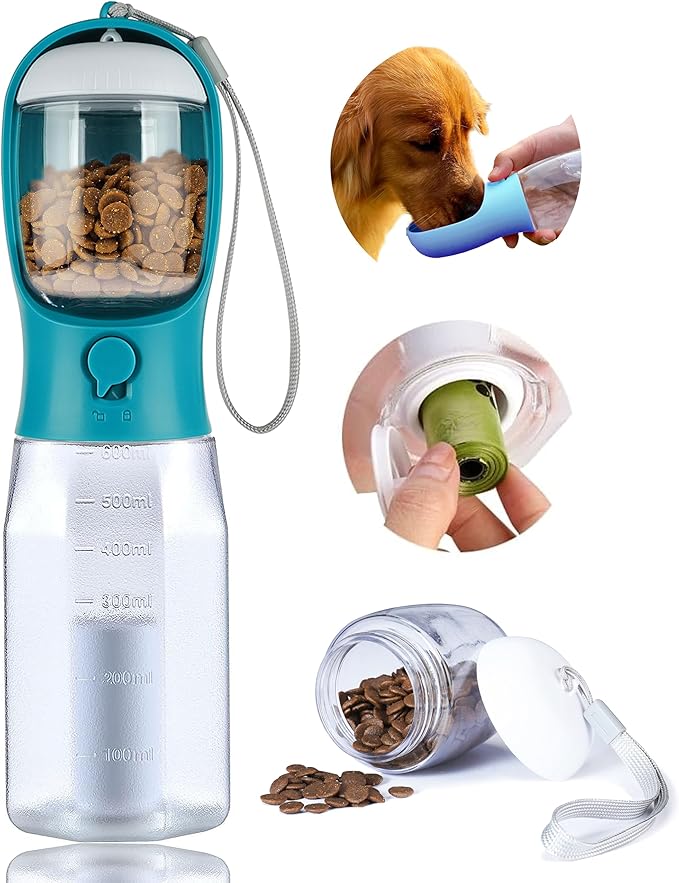 Dog Water Bottle with Food Container, Portable Pet Dog Water Dispenser by AVELORA