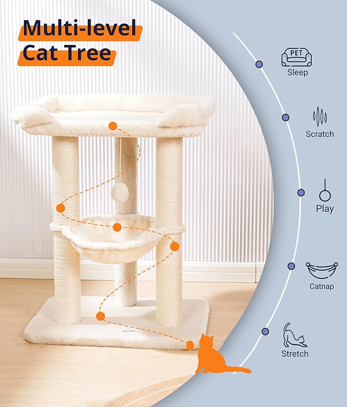 Happi N Pets 28" Cat Tree, Large Bed - Image 4
