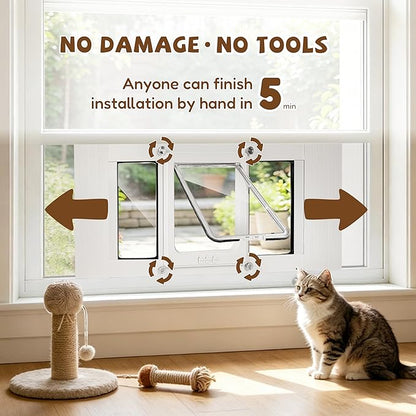 Cat Door for Window with Safety Window Lock, Adapt to Windows of Different Width - Image 3
