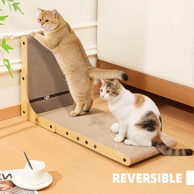 27.6 Inch Reinforced Cat Scratcher, L-Shaped Wall Mount Scratching Post - Image 8