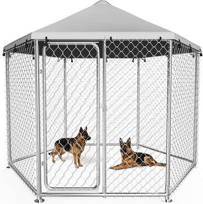 6.8x6.8 FT Heavy Duty Large Outdoor Dog Kennel Outside, Galvanized Steel by Unknown
