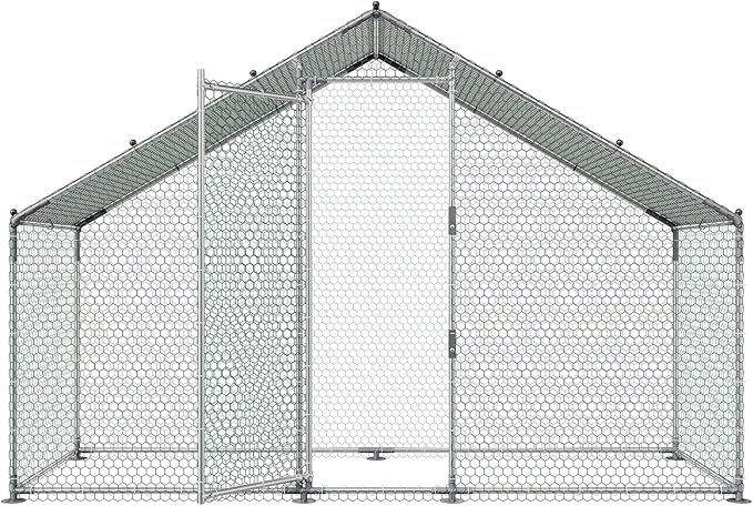 VEVOR Large Metal Chicken Coop, 9.8 x 3.3 x 6.6 ft, Walk-in Chicken Run House - Image 9