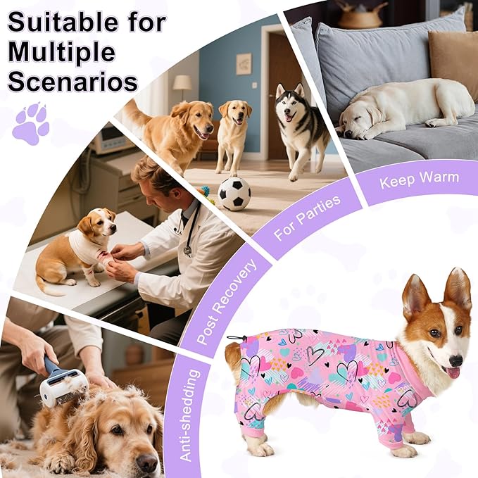 Bienbee Dog Pajamas, 4 Pack Dog Recovery Suit Shedding Suit Cute Soft Puppy - Image 7