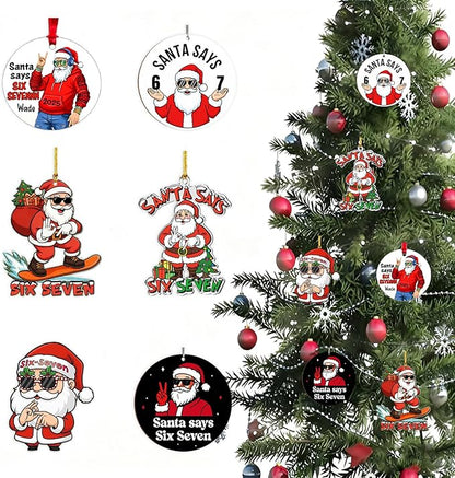6 Pcs Christmas Tree Decorations Sixseven Santa Hanging Pendants Designs 2D by BHOOKA