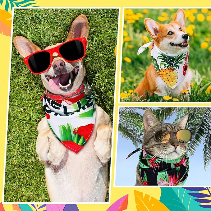 Huhumy 100 Pcs Hawaiian Dog Bandanas Bulk Pet Bibs Colorful Triangle Scarf Pet - Image 4