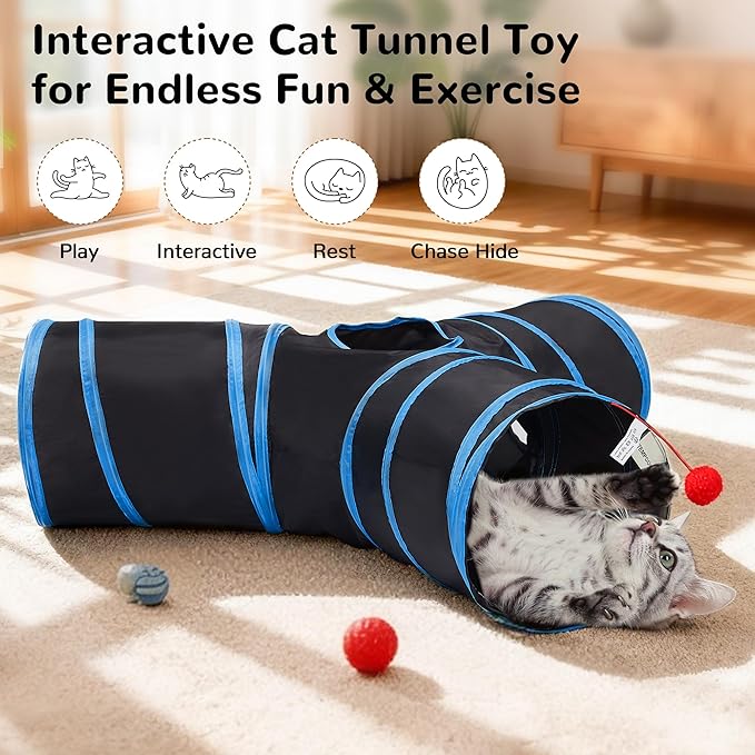 Tempcore Cat Tunnel for Indoor Cats, 3-Way Collapsible Play Tunnel - Image 3