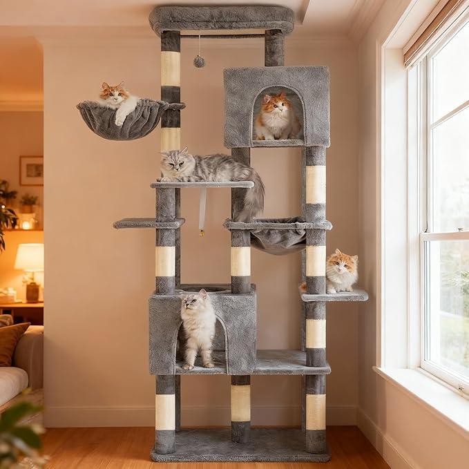 Heybly Cat Tree, 76-Inch Tall Heavy Duty Cat Tower - Image 10