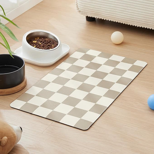 Checkered Dog Feeding Mat, Absorbent Mats by Ralxion