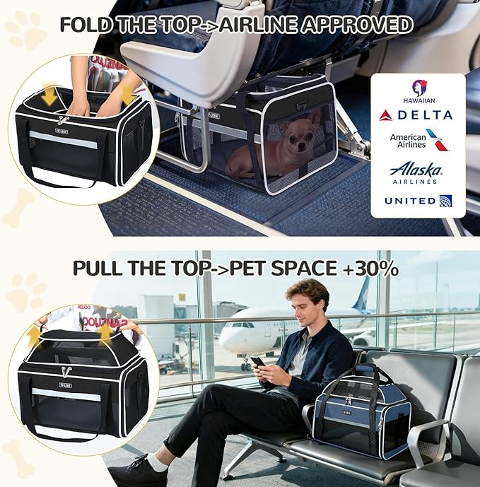 Lekereise Top-Expandable Pet Carrier 17x11x9.5 Inch Alaska Hawaiian Airline - Image 5