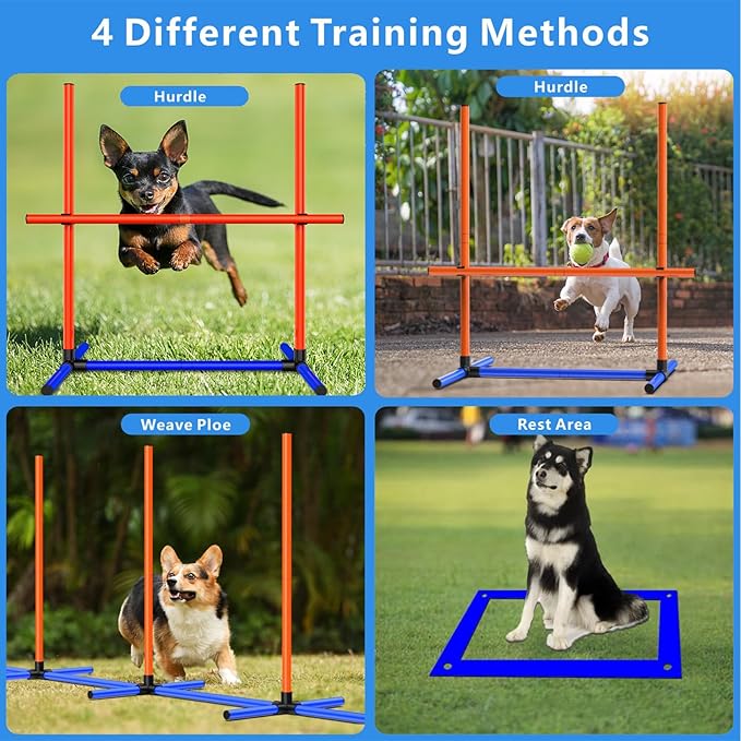 Dog Agility Training Equipment, 4-Sets Adjustable Dog Jumps & Hurdles Set - Image 3