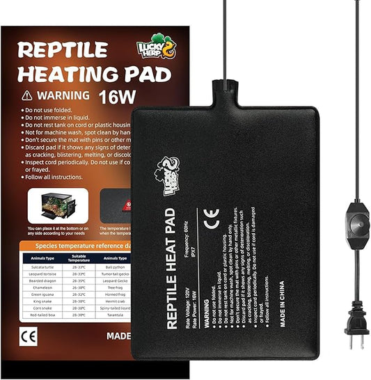 LUCKY HERP Reptile Heat Pad 8x12 Inch 16w, Under Tank Terrarium Heating Pad by LUCKYHERP
