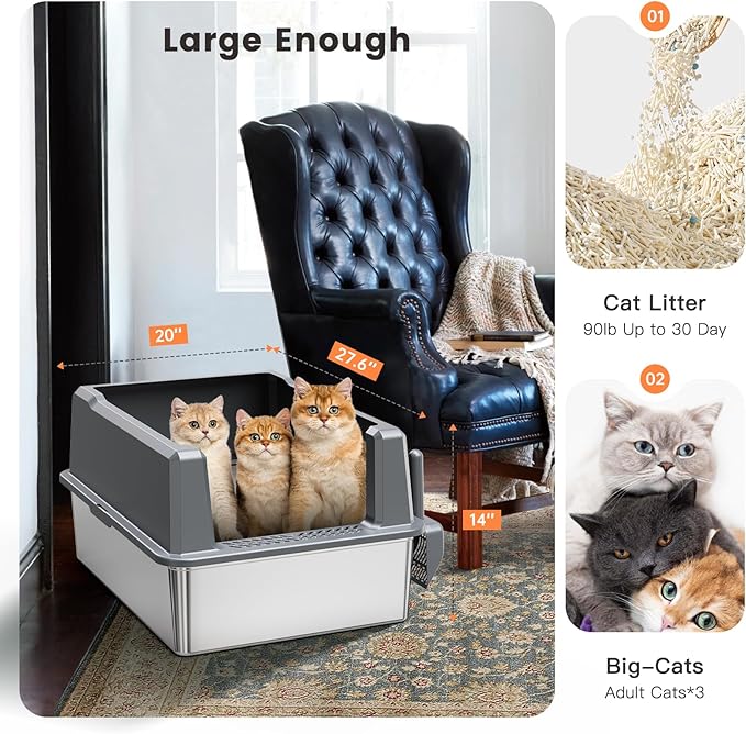 WoofiGo XXL Stainless Steel Cat Litter Box - Image 3